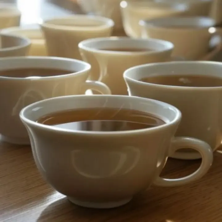 Gőzölgő teáscsészék modern, letisztult környezetben