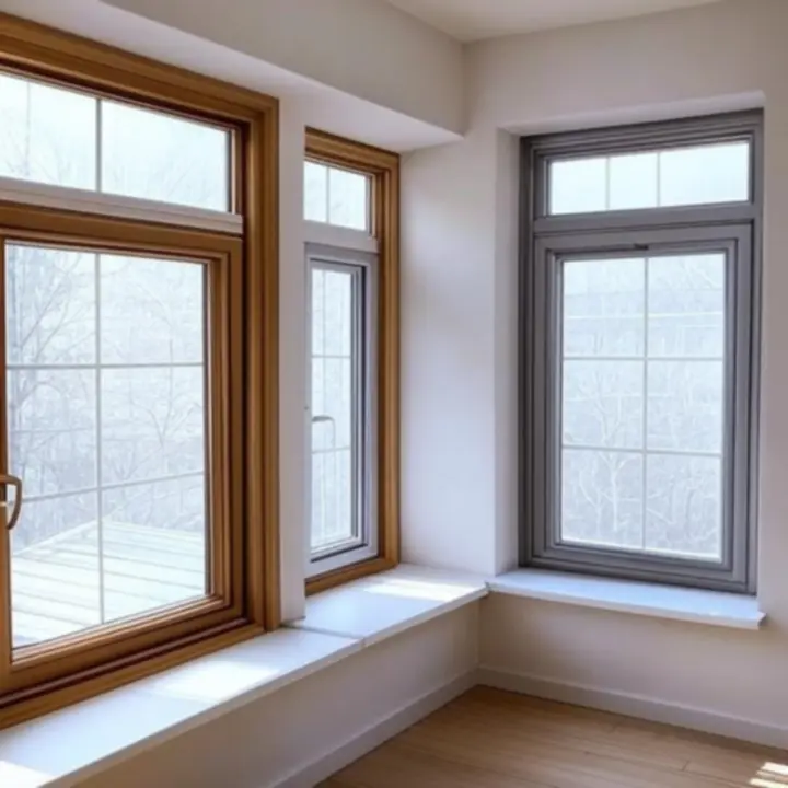 Mintaablakok és -ajtók különböző anyagokból bemutatótérben