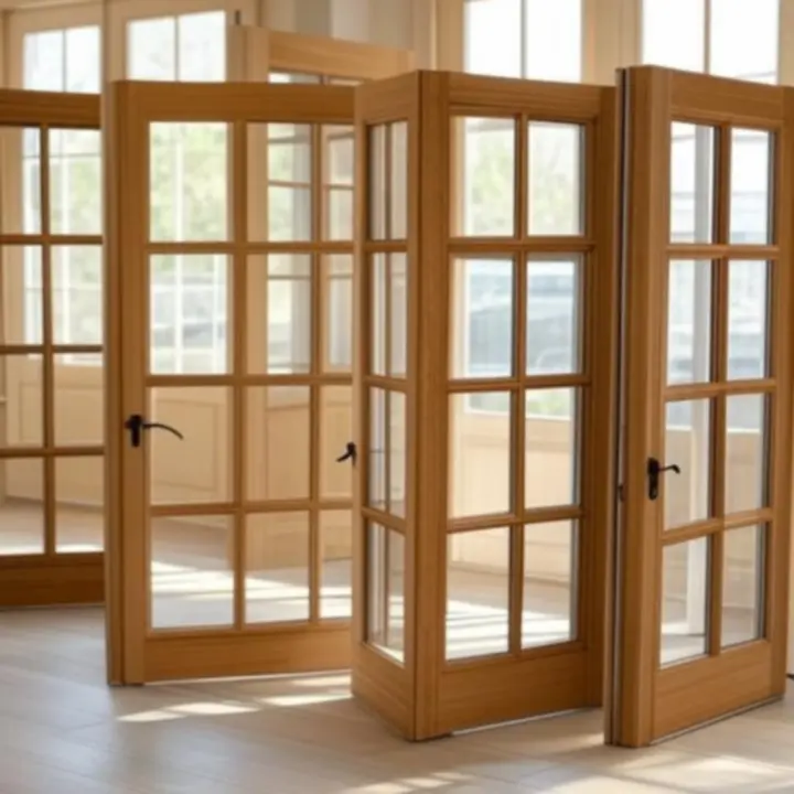 Modern nyílászárók különböző anyagokból, letisztult enteriőrben