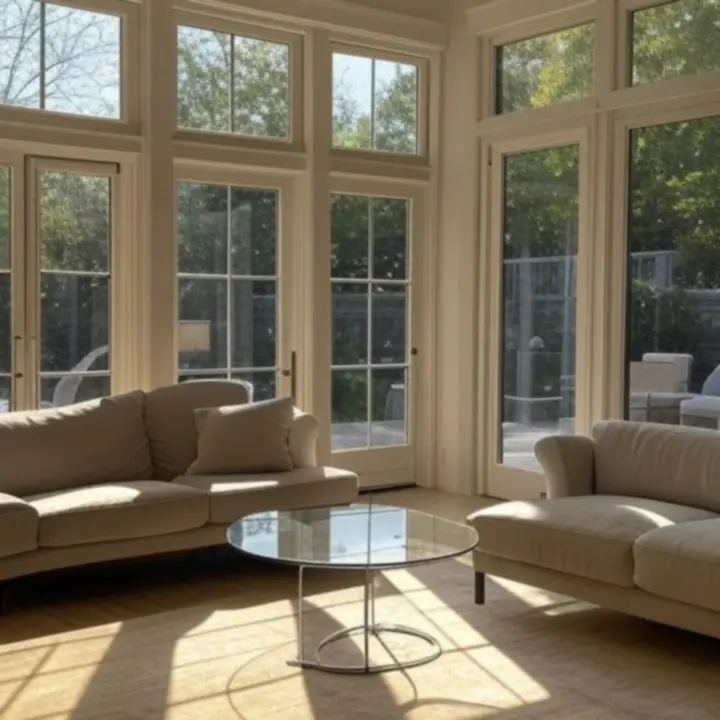 Lakóházba beépített modern ablak- és ajtórendszer