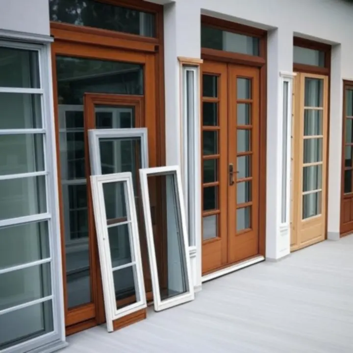 Különböző ablak- és ajtótípusok modern enteriőrben